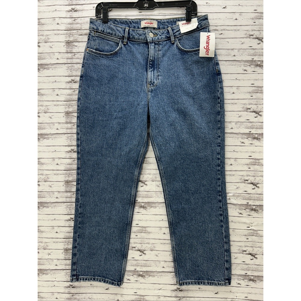 Wrangler High Rise Rodeo Straight Crop Jeans Blue Denim Size 12/31